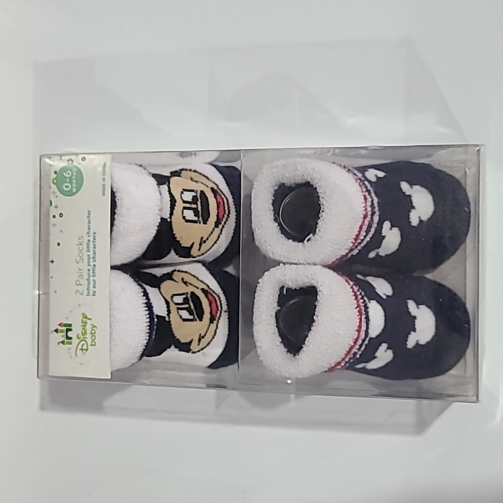 New in Package Diseny Baby Mickey Mouse 2 Pack Socks Size 0-6 Months